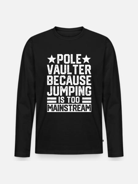 Sjov stangspring stangspring - Premium økologisk langærmet T-shirt til mænd - sort
