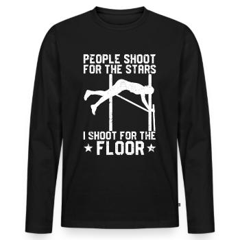 Lustiger Stabhochsprung Stabhochsprung - Männer Premium Bio Langarmshirt - Schwarz - Vorne - Nico (187cm)