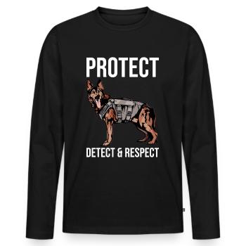Polizeibeamter Polizeihund - Männer Premium Bio Langarmshirt - Schwarz - Vorne - Nico (187cm)
