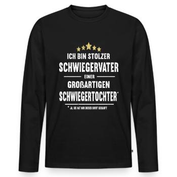 Schwiegervater Schwiegertochter Stolzer Papa - Männer Premium Bio Langarmshirt - Schwarz - Vorne - Nico (187cm)