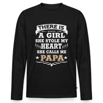 There is a girl heart proud daddy daughter - Men's Premium Organic Long Sleeve Shirt - black - Front - Nico (187cm)