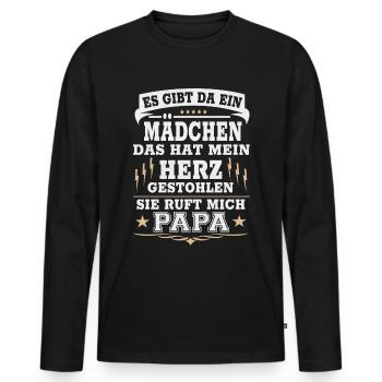 Stolzer Papa Tochter Da Gibt Es Ein Mädchen Herz - Männer Premium Bio Langarmshirt - Schwarz - Vorne - Nico (187cm)