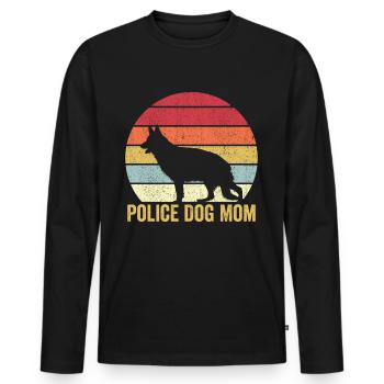 Polizist Polizeihund Vintage - Männer Premium Bio Langarmshirt - Schwarz - Vorne - Nico (187cm)