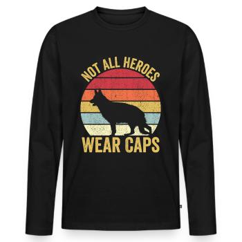 Polizist Polizeihund Vintage - Männer Premium Bio Langarmshirt - Schwarz - Vorne - Nico (187cm)