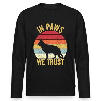 Polizist Polizeihund Vintage - Männer Premium Bio Langarmshirt - Schwarz - Vorne - Nico (187cm)