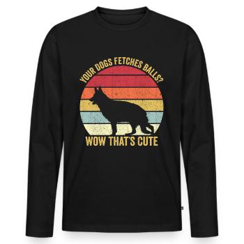 Policier Chien Police Vintage - T-shirt manches longues Premium bio Homme - noir - Devant - Nico (187cm)