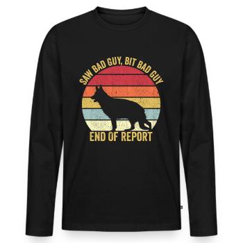 Polizist Polizeihund Vintage - Männer Premium Bio Langarmshirt - Schwarz - Vorne - Nico (187cm)