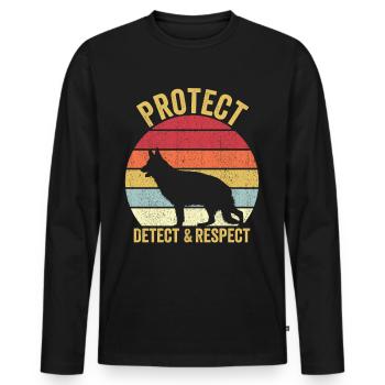 Polizist Polizeihund Vintage - Männer Premium Bio Langarmshirt - Schwarz - Vorne - Nico (187cm)