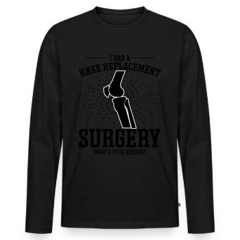 Arthroplastie du genou - T-shirt manches longues Premium bio Homme - noir - Devant - Nico (187cm)