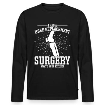 Arthroplastie du genou - T-shirt manches longues Premium bio Homme - noir - Devant - Nico (187cm)