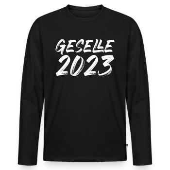 Gesellenprüfung Gesellenbrief Geselle 2023 - Männer Premium Bio Langarmshirt - Schwarz - Vorne - Nico (187cm)