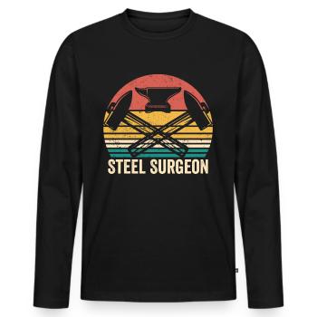 Steel Surgeon Blacksmith Vintage - Men's Premium Organic Long Sleeve Shirt - black - Front - Nico (187cm)
