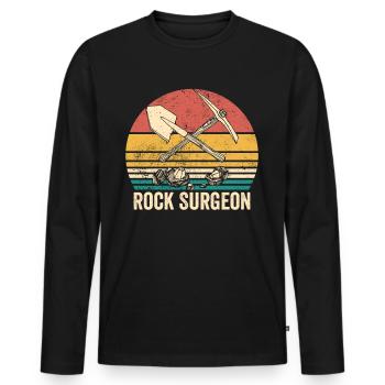 Chirurgien des roches, géologue, chasseur de roches, chasseur de roches - T-shirt manches longues Premium bio Homme - noir - Devant - Nico (187cm)