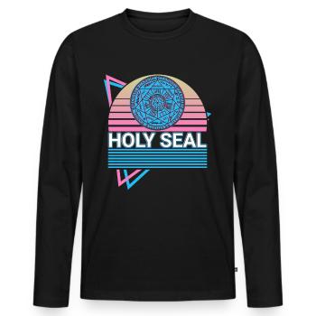 Saint Sceau Archange Retro - T-shirt manches longues Premium bio Homme - noir - Devant - Nico (187cm)