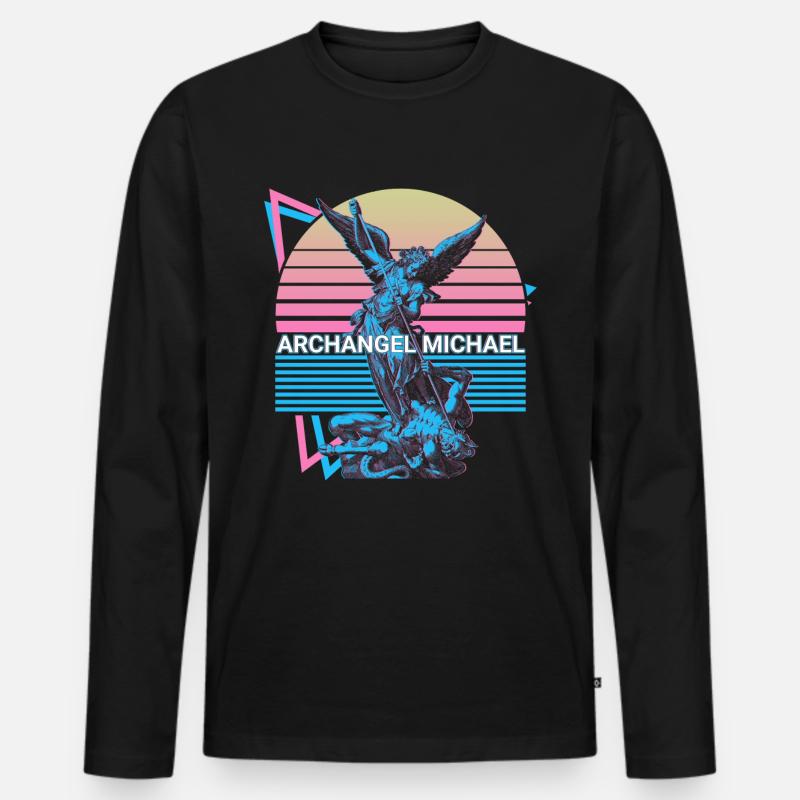 Erzengel Michael - Männer Premium Bio Langarmshirt - Schwarz