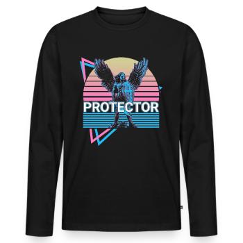Protector Archangel Michael Retro - Men's Premium Organic Long Sleeve Shirt - black - Front - Nico (187cm)