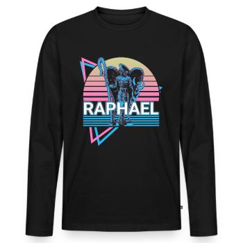 Raphaël Archange Rétro - T-shirt manches longues Premium bio Homme - noir - Devant - Nico (187cm)