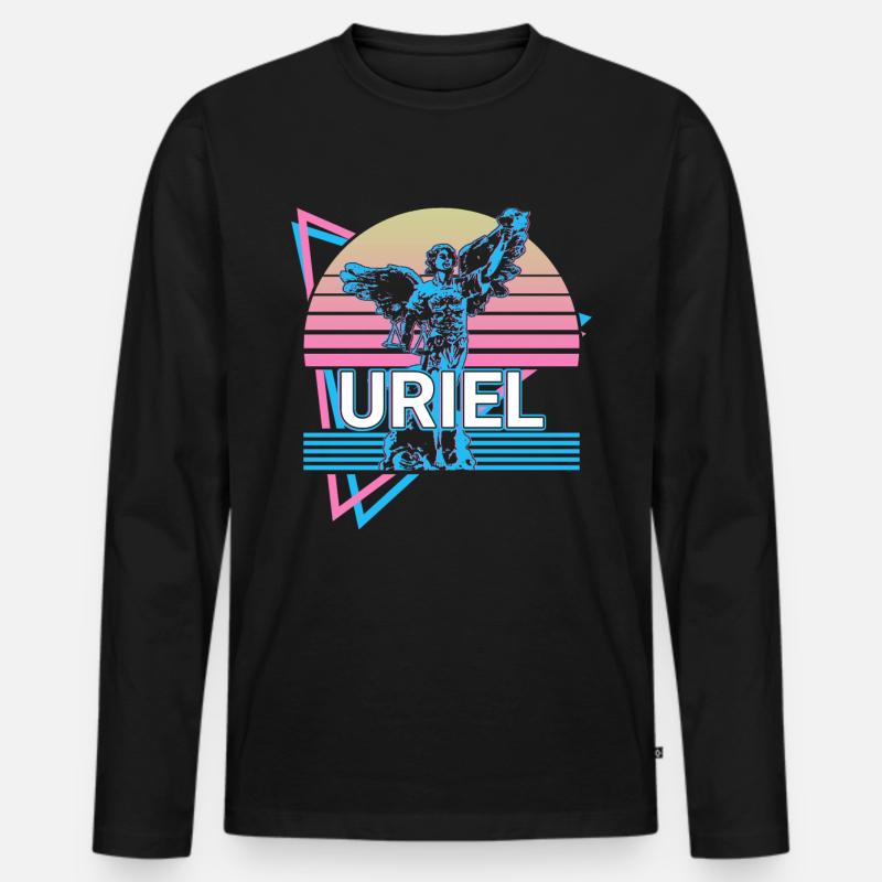 Uriel Erzengel Retro - Männer Premium Bio Langarmshirt - Schwarz