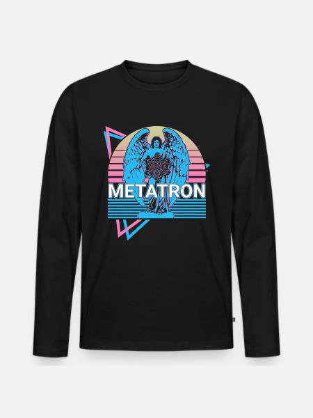 Metatron Archangel Retro - Men's Premium Organic Long Sleeve Shirt - black