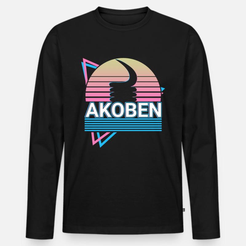 Akoben Wachsamkeit Retro - Männer Premium Bio Langarmshirt - Schwarz