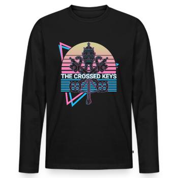 Les clés croisées Drapeau du Vatican Saint-André - T-shirt manches longues Premium bio Homme - noir - Devant - Nico (187cm)