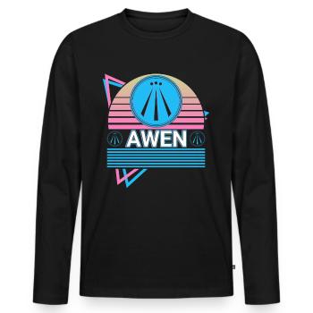 Awen Druid Paganism Celtic Wiccan Retro - Men's Premium Organic Long Sleeve Shirt - black - Front - Nico (187cm)