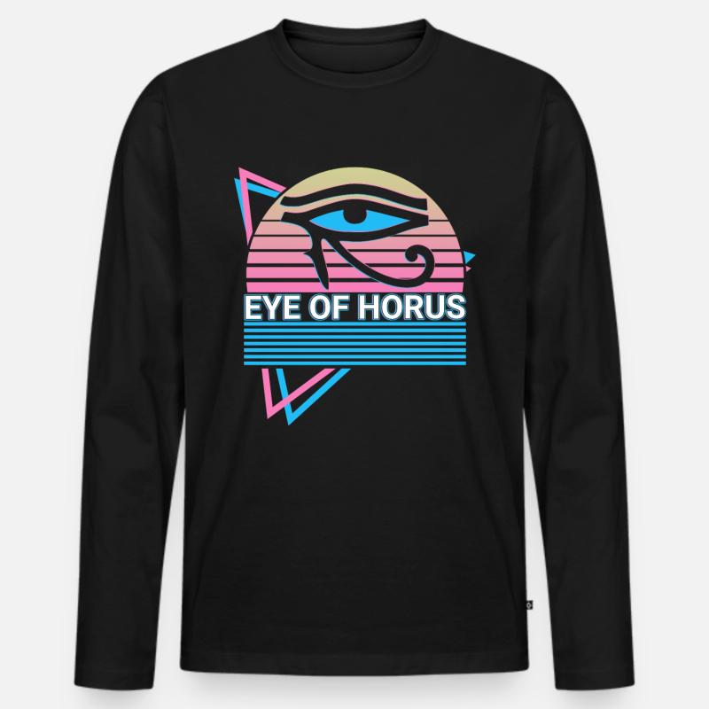 Auge des Horus Retro - Männer Premium Bio Langarmshirt - Schwarz