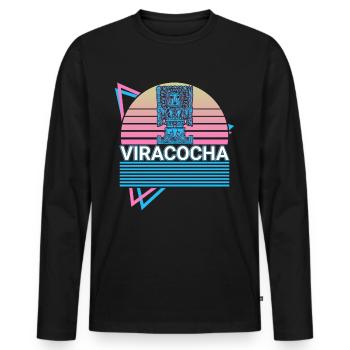 Viracocha Inca Rétro - T-shirt manches longues Premium bio Homme - noir - Devant - Nico (187cm)