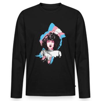 Afro Girl Transgender Flag Black History M - T-shirt manches longues Premium bio Homme - noir - Devant - Nico (187cm)