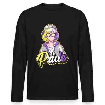 Nonbinary Stolz Japanisch Cool Anime Mädchen Non B - Männer Premium Bio Langarmshirt - Schwarz - Vorne - Nico (187cm)