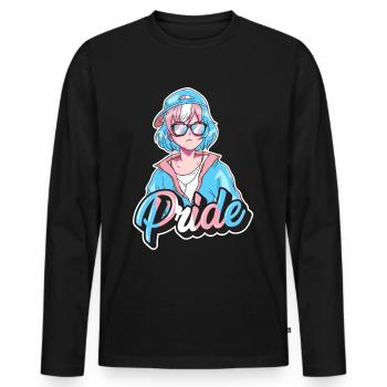 Transgender Pride Japonais Cool Anime Girl Tra - T-shirt manches longues Premium bio Homme - noir - Devant - Nico (187cm)