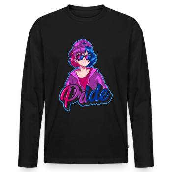 Bisexuell Stolz Bi Japanisch Cool Anime Mädchen Bi - Männer Premium Bio Langarmshirt - Schwarz - Vorne - Nico (187cm)