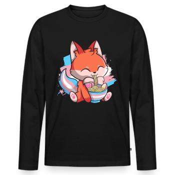 Transgender Pride Kawaii Fox Ramen Noodles Trans - T-shirt manches longues Premium bio Homme - noir - Devant - Nico (187cm)