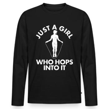Funny Skipping Rope Just A Girl Who Hops Into It J - Männer Premium Bio Langarmshirt - Schwarz - Vorne - Nico (187cm)