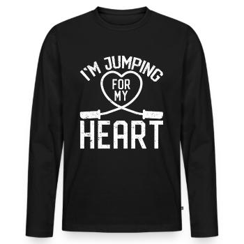 Corde à sauter amusante Je saute avec la corde pour m - T-shirt manches longues Premium bio Homme - noir - Devant - Nico (187cm)