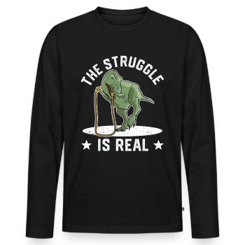 Lustiges Springseil Springseil springen Der Kampf - Männer Premium Bio Langarmshirt - Schwarz - Vorne - Nico (187cm)