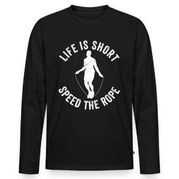 Lustiges Springseil Springseil - Männer Premium Bio Langarmshirt - Schwarz - Vorne - Nico (187cm)