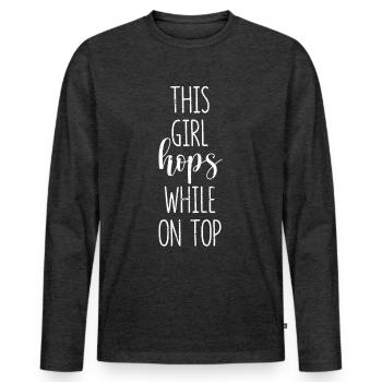 Drôle de corde à sauter cette fille sautillant - T-shirt manches longues Premium bio Homme - anthracite chiné - Devant - Nico (187cm)