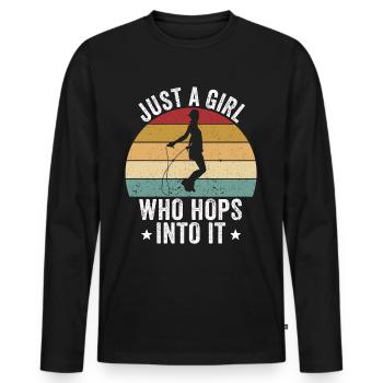 Drôle de corde à sauter juste une fille depuis - T-shirt manches longues Premium bio Homme - noir - Devant - Nico (187cm)