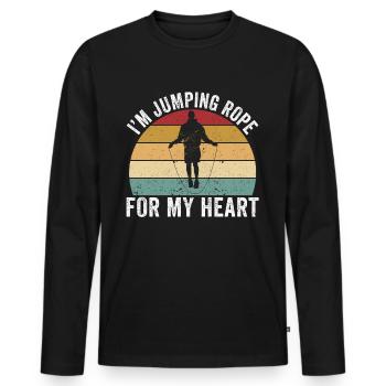 Lustiges Springseil Springseil springen Springseil - Männer Premium Bio Langarmshirt - Schwarz - Vorne - Nico (187cm)