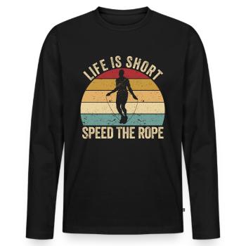 Lustiges Springseil Springseil Springseil Das Lebe - Männer Premium Bio Langarmshirt - Schwarz - Vorne - Nico (187cm)