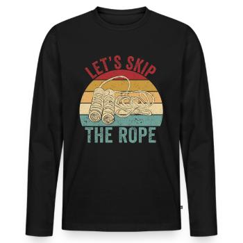 Drôle de corde à sauter Corde à sauter Sautons la corde - T-shirt manches longues Premium bio Homme - noir - Devant - Nico (187cm)
