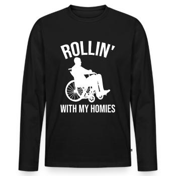 Funny Spinal Cord Injury Wheelchair Cross-Section - Men's Premium Organic Long Sleeve Shirt - black - Front - Nico (187cm)