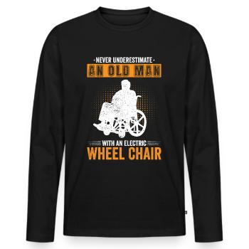 Funny Spinal Cord Injury Wheelchair Cross-Section - Men's Premium Organic Long Sleeve Shirt - black - Front - Nico (187cm)