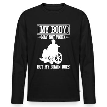 Funny Spinal Cord Injury Wheelchair Cross-Section - Men's Premium Organic Long Sleeve Shirt - black - Front - Nico (187cm)