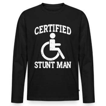 Certificat de paraplégie à handicap paraplégique - T-shirt manches longues Premium bio Homme - noir - Devant - Nico (187cm)
