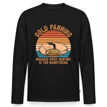 Lustige Goldwäscher Goldsucher Goldgräber Bagger - Männer Premium Bio Langarmshirt - Schwarz - Vorne - Nico (187cm)