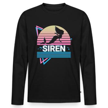 Sirene Retro - Männer Premium Bio Langarmshirt - Schwarz - Vorne - Nico (187cm)