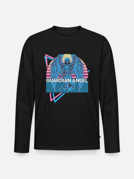 Guardian Angel Ancient Judaism Retro - Men's Premium Organic Long Sleeve Shirt - black