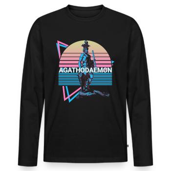 Agathodaemon Griechischer Gott Antike griechische - Männer Premium Bio Langarmshirt - Schwarz - Vorne - Nico (187cm)